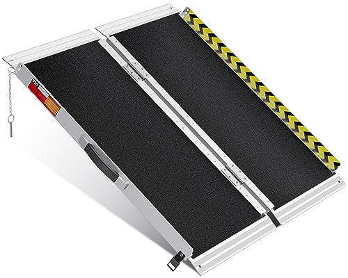 VNN 3FT Portable Wheelchair Ramp, Non-Slip Aluminum Folding Handicap Ramp, 600 LBS Load Capacity, Black