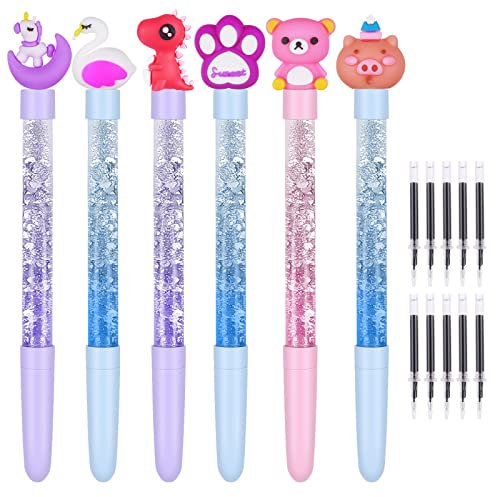 OFFCUP Treibsand Stifte, 6 Stück Glänzender Gel Tintenstift, Niedlicher Einhorn Stift, Mädchen Niedliche Stifte, Kugelschreiber Schule Bürobedarf für Teen Mädchen