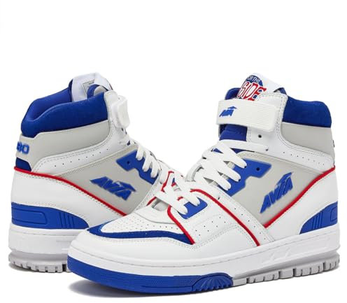 Avia 880 Herren Basketballschuhe High Top Retro Sneaker Indoor Outdoor Street Court 40 bis 50, Weiß/Mittelblau, 14.5 Women/13 Men