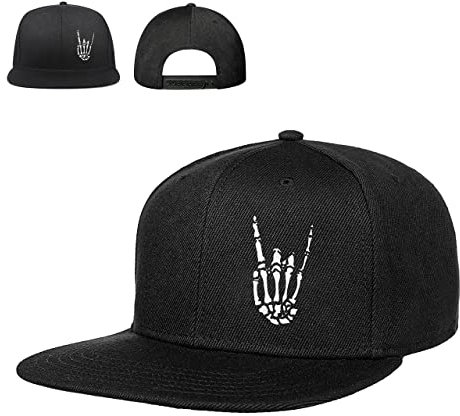 Snapback Hüte für Herren Herren Hüte Flat Bill Snap Rucksack Fitted Trucker, Hand/Schwarz, 6