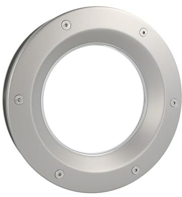 MLS Ojo de Buey B6000, de Aluminio Robusto, Vidrio de Seguridad VSG, Apto para Puertas de 40 mm de Espesor, Tornillos de Fijación Visibles en Ambos Lados, 400 mm de Diámetro, Vidrio Transparente