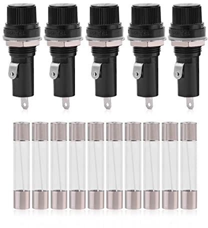 Prises Porte-Fusibles, Support de fusible à montage sur panneau Fusibles en Verre Montés sur le Connecteur électrique du Panneau électrique pour une Connexion Sûre AC 125V 15A / 250V 10A