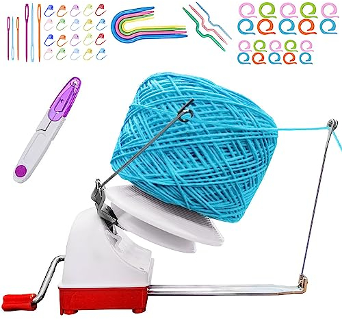 kugelwickler groß, Garnstrickwebstuhl Häkeln Swift Garn Faser Schnur Kugel Wolle Wickler DIY Tool Kit, 1 Garn Kugelwickler + 1PC Schere+53 Stück Maschenstricknadeln
