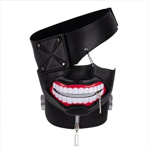 Halloween adjustable zipper rubber mask anime Tokyo Ghoul Kaneki Ken (White)