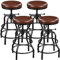 Yaheetech Lot de 4 Tabouret de Bar Industriel en Similicuir Tabouret Haut Rond Réglable en Hauteur avec Deux Repose-Pieds Chaise de Cuisine Cadre en Métal pour Cuisine Restaurant Bistrot Marron