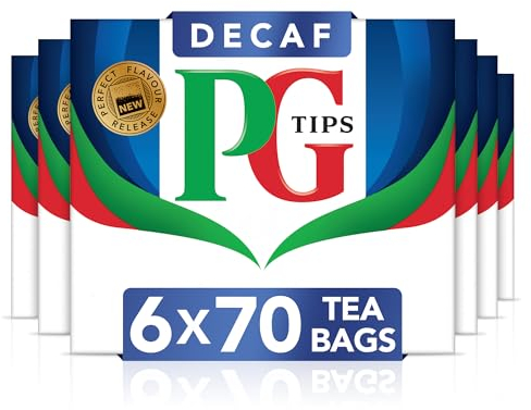 PG Tips Decaf | Black Tea Bags Bulk | Indulgent, Velvety & Rich Black Tea | Perfect Flavour Release | Decaffeinated | 6 Packs | 420 Plant Based Biodegradable Decaf Tea Bags