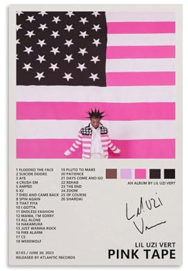 BOLNEY Lil Uzi Vert Poster Pink Tape Leinwand Poster ungerahmt: 40 x 60 cm