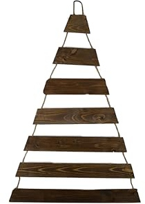 Weihnachtsbaum Adventskalender mit 24 Plätzen in weiß Deko-Holzleiter in Weihnachtsbaum-Form zum Aufhängen Tannenbaum Leiter (Palisander)