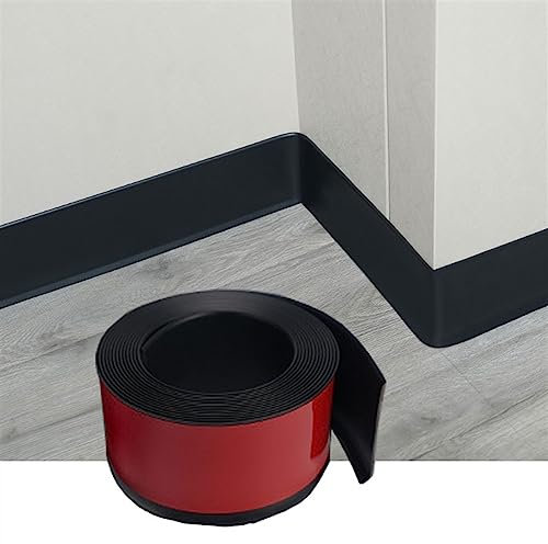 FORVOLWCO 5 Meter Vinyl-Wandsockel Flexibler Selbstklebender Vinyl-Sockelleiste mit Falten, Vinyl-Bodensockel mit Zehe für Wand, um Wand-Fugendüse abzudecken (Color : Gray, Size : (W)