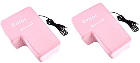 Beavorty 2pcs Big Enter Key Lapdesk No Button with Sound Soft Toy Table Pillow for Head Laptop Table for Bed Desk Punching Bag The Office Decor Men Pink Travel Pillow Cloth On The Lap