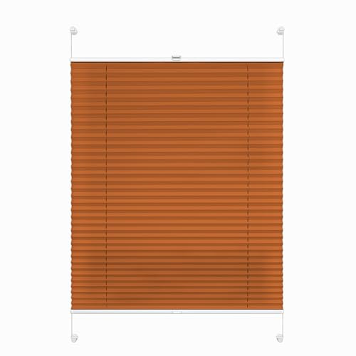 Rettika Plissee ohne Bohren, Plissee klemmfix, Orange, Breite: 100 cm, Höhe: 100 cm, Fensterrollo Sonnenschutz, Plisseerollo innen, Rollo für Fenster ohne Bohren