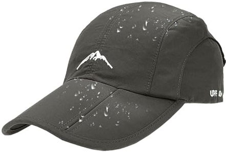 Yutdeng Cappellino da Baseball Uomo Donna Cappello Impermeabile Unisex Regolabile Berretto da Baseball con Visiera Cappello Antipioggia Ad Asciugatura Rapida Traspirante,Grigio Scuro