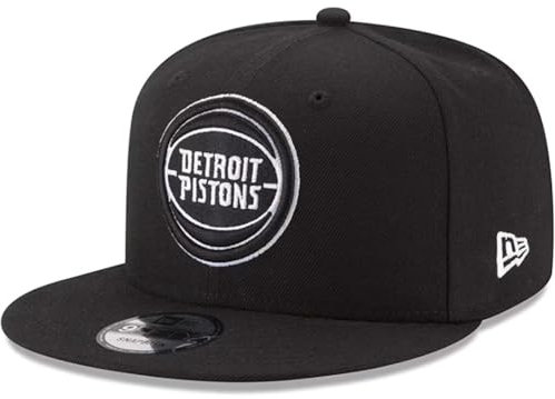 New Era NBA 9FIFTY Schwarz Weiß Verstellbare Snapback Hat Cap Einheitsgröße, Detroit Pistons, Schwarz, Einheitsgröße