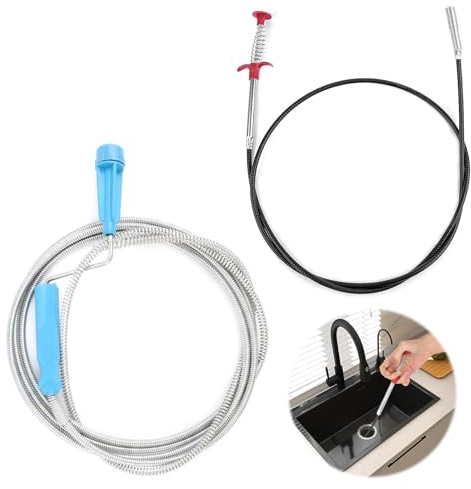 VFANDV Desatascador Tuberías 2 Piezas, 300cmx6mm Desatascador Espiral & 1.6m 4 Garras Desatascador de Desagüe de Serpiente Desatascador WC y Ducha Desatascador Fregadero Muelle Desatascador