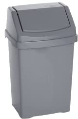 CHPL (SILVER) - 8L Litre High Grade Plastic SWING BIN with Lid Waste Recycle Dustbins Waste Rubbish Trash Refused Bins Multipurpose Use in Kitchen, Bathroom, Office - Made in UK