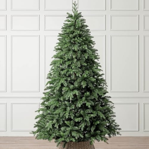 Christow Artificial Christmas Tree 8ft, Realistic Fraser Fir with Lifelike PE & PVC Tips, Natural Bushy Shape, Hinged Branches, Twist-Lock Poles, Green Metal Stand for Easy Display, 240cm x 152cm