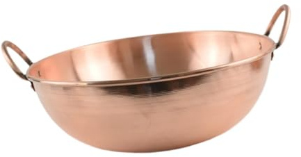 perfk Kupferkochgeschirr, Kupfertopf, Schmorpfanne, Küchenkochgeschirr, handgefertigt, Glatte Oberfläche, Trockentopf, Kupfer-Marmeladentopf für Partys, 38CM
