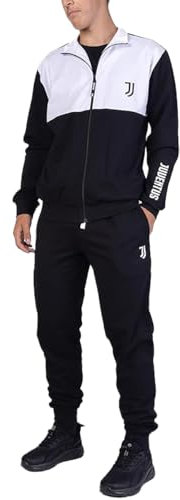 Juventus, Tuta da Casa da Uomo, Pigiama Homewear in Felpa Garzata, Felpa con Full Zip e Pantalone con Coulisse in Vita, con Logo Juventus Lato Cuore, Nero, Taglia XL