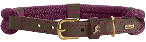 HUNTER Hundehalsband Malia, Farbe: brombeer/Dunkelbraun, aus geschmeidigem Tau & robustem Leder, leicht, strapazierfähig, moderner & eleganter Look, frische Farben, Made in Germany, Größe: 60