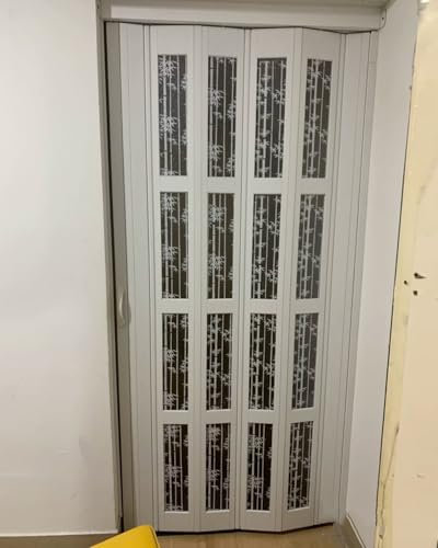 Porta a Soffietto da Interno Porte A Soffietto Bianche in Plastica Interna, Schermo per Porta Scorrevole Plissettata da Fienile, 24 26 28 30 32 34 36 38 40 42 46 48 50 52 56 60 70 Pollici(79x80in (200
