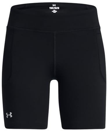 Under Armour Girls' Movement Bike Shorts, (001) Black / / Metallic Silver, Large
