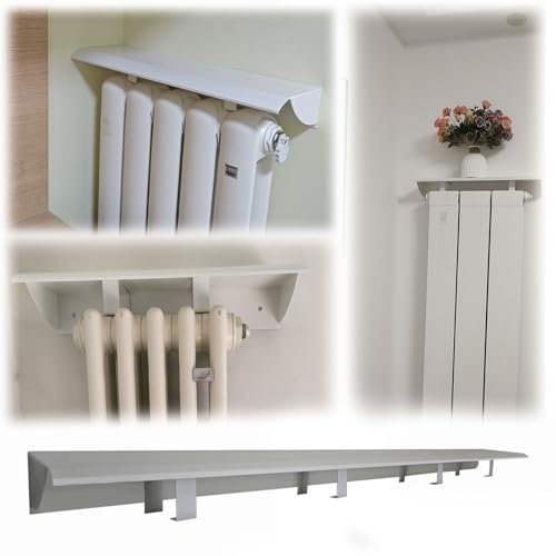Radiator Shelf Small Shelf to Put Over A Radiator in The Kitchen, Hot Water Radiator Top Covers for Home/Radiator Shelf Decor, White Heavy Duty Metal Floating Shelf Above Radiator(Long90CM)