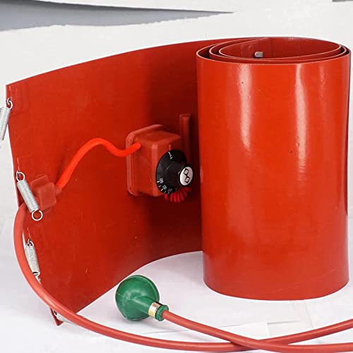 DECAKE Hochleistungs-Fassheizung aus Metall - 53/55-Gallonen-Fass-Bandheizung, Eimerheizung, 110 V/220 V-Silikonpad mit einstellbarem Thermostat (Größe: 20 l, 86 x 20 cm)