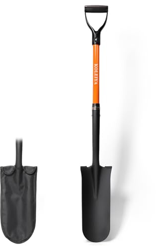 KOLEIYA Drain Spade, 45 Inch Heavy Duty Sharp Shooter Shovel with Fiberglass Handle, D-Grip Digging Shovel for Gardening, Planting, Trenching & Transplanting