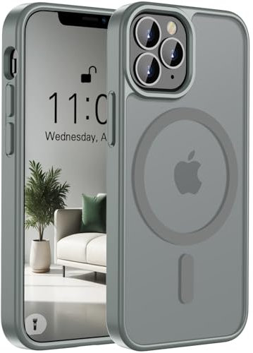 ORDA Magnetic Case for iPhone 11 Pro Case Compatible with MagSafe,for iphone 11 pro phone case Translucent Matte Back Slim,Military Grade Drop Proof Hard Back Protective Cover 5.8-Deep Grey