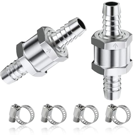Yuentoen 2 Stück Rückschlagventil 16mm,Rückschlagventil für Kraftstoff,Kraftstoff Ruckschlagventil, Aluminium Ventil Ruckschlagventil für Benzin Wasser Chrom Auto Auto Niederdrucksystem