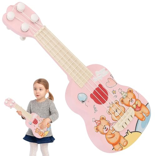 1 Stück Kindergitarre, 26 cm Ukulele mit süßem Bärendesign, perfekte Einsteigergitarre für Kinder von 3-8 Jahren, ideal für frühe Musikalisierung und als Geschenk, Gitarre Kinder