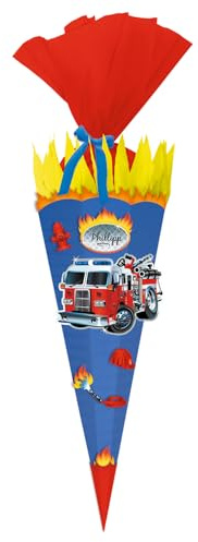 CREATIV DISCOUNT Schultüten-Bastelset Easy Line, inkl. Zubehör & Anleitung, 68 cm (Dunkelblau, Feuerwehr)
