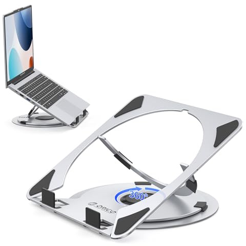 ORICO Supporto laptop in alluminio regolabile in altezza 360° – NS1 | Postazione di lavoro stabile - Struttura rinforzata in alluminio per un supporto sicuro dei laptop di grandi dimensioni.