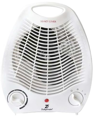 A2Z 2000W Electric Fan Heater Thermostat - Fan Heater Snow Glow._White | Two power levels with cool warm hot modes, carry grip and overheat guard