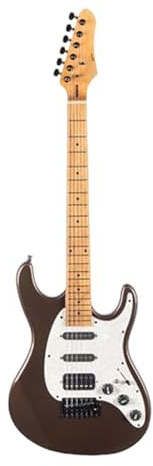 Elektrische Gitarre Solide E Gitarre 7 Saiten Metallic Finish Pappelkorpus Ahornhals Griffbrett Verstellbare Brücke SSH Tonabnehmer(Brown)