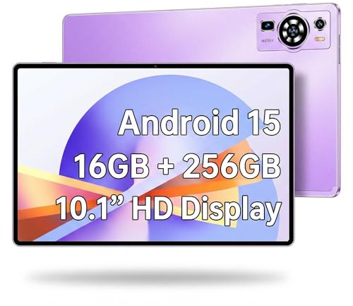 UXD 10,1 Zoll Android 15 Tablet PC mit 16GB RAM + 256GB ROM, 4G LTE mit Tastatur, WiFi 6, 8000mAh Akku, Bluetooth, USB-C, IPS Display für Lernen