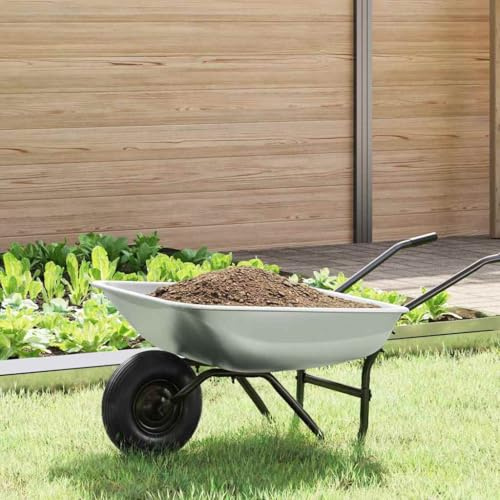 Pala de repuesto para carretilla de acero plateado, 80 x 60 x 25 cm, bandeja de carretilla resistente para jardinería, transporte de tierra, hojas, herramientas, accesorios para uso al aire libre