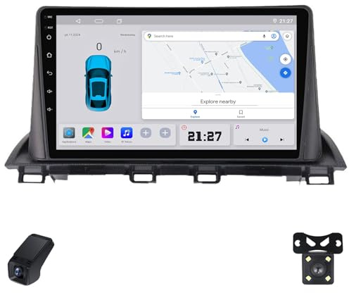 Autorradio para Mazda 3 Ⅲ 2013-2017 Car Radio Android CarPlay Pantalla Táctil 9-Inch 1280×720 Equipo de Sonido para Coche/SWC/Bluetooth 5.0/FM Am RDS DSP/Wi-Fi/GPS/ADAS DVR(A,L10)