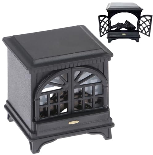 Mini caminetto per casa delle bambole in scala 1:12, accessorio per caminetto in simulazione plastica con luce a LED per la decorazione della casa delle bambole