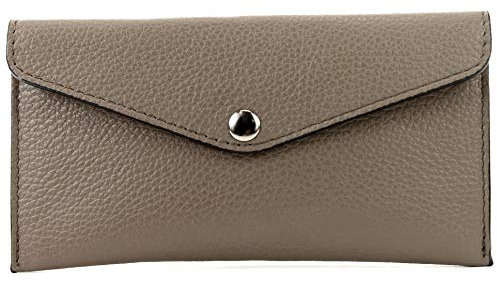 modamoda de - P03 - ital. Damen Portemonnaie Echtleder lang, Farbe:Dunkeltaupe