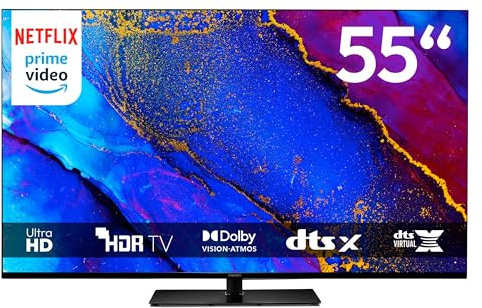 MEDION 138,8 cm (55 Zoll) Fernseher (Smart TV, 4K, Dolby Vision HDR, Prime Video, Disney+, Dolby Atmos, DTS X, kompatibel mit Google TV, PVR, Bluetooth, MD 855400)
