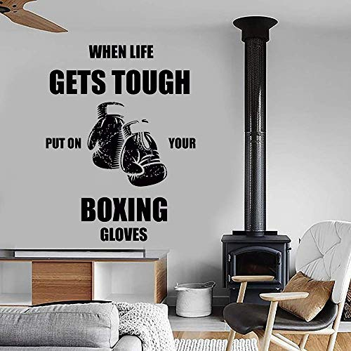 Boxing Quotes Wandtattoo Boxhandschuhe Vinyl Wandaufkleber Fitness Center Dekoration43Cm X 60Cm