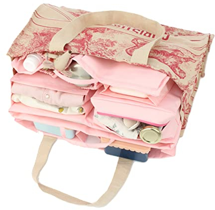 lilibell große Windeltasche für Newborn Baby Essentials, Handtaschen Organizer für Eltern, Taschenorganizer mit Thermofach, Waschbare Wickeltasche für Babys, Reisetasche, Granda L Rosa