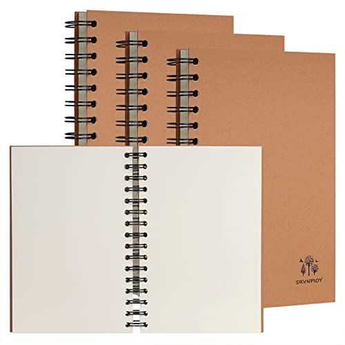 Srvnpioy 3er Spiral-Bündige Skizzenbuch A5 Hochformat, 300 Seiten (150 Blätter), 80 g/m² dickes Papier, A5 Spiral-Skizzenbücher für Schule, Büro und Zuhause
