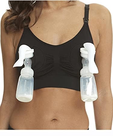 YILEEGOO Women 's Nursing Bra Seamless Hands Free Breast Pump Breast Feeding Pump Pumping Maternity Bra (Black, S)
