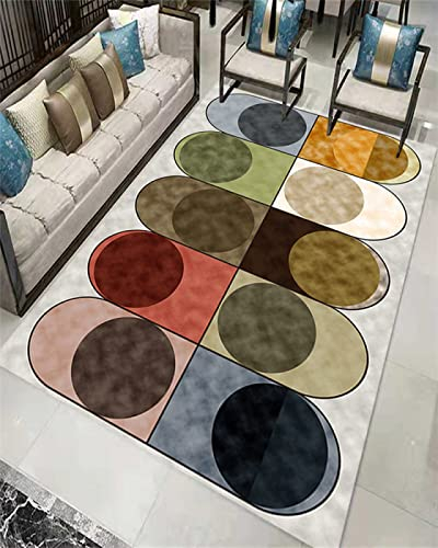 Teppich Petrol Auslegware Geometrischer Wohnzimmersofa-Schlafzimmerhauptdruckteppich Der Einfachen Art Bunt Teppich Natur 180X200cm
