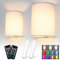 Battery Operated Wall Lights 2 Pack, RGB Colors Changeable Dimmable Height Fabric Sconces, Wireless Wall Sconces with Remote, 2500mAh Rechargeable Wall Lamp for Bedroom Living Room Hallway