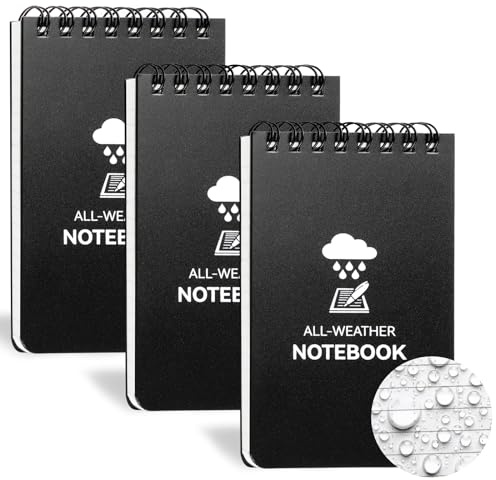 3 Pack Waterproof Notebook, 3 x 5 Pocket Notepad, All Weather Small Pocket