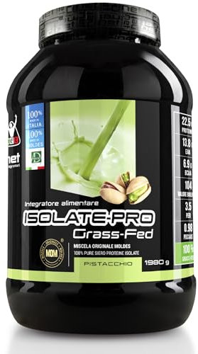 NET Integratori ISOLATE PRO Grass Fed - 1980g Pistacchio - Proteine Isolate Con EAA Aminoacidi Essenziali e BCAA - Massimizza La Sintesi Proteica e La Crescita Muscolare