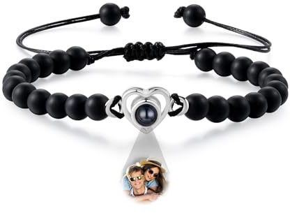 ALBERTBAND Armband mit Bild Personalisierte Foto Projektions Armbänder Foto Armband mit Eigenem Foto Geschenke mit Foto Herz Fotoarmband Geschenke für Männer und Frauen